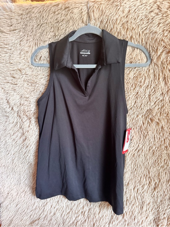 bcg Tops - bcg Black Sleeveless Polo Tank with V-Notch Collar